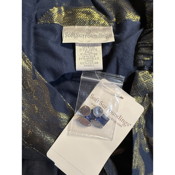 Vtg Soft Surroundings Brocade Beaded Maxi Skirt Sz S Blue Gold NEW Whimsigoth - Picture 4 of 9